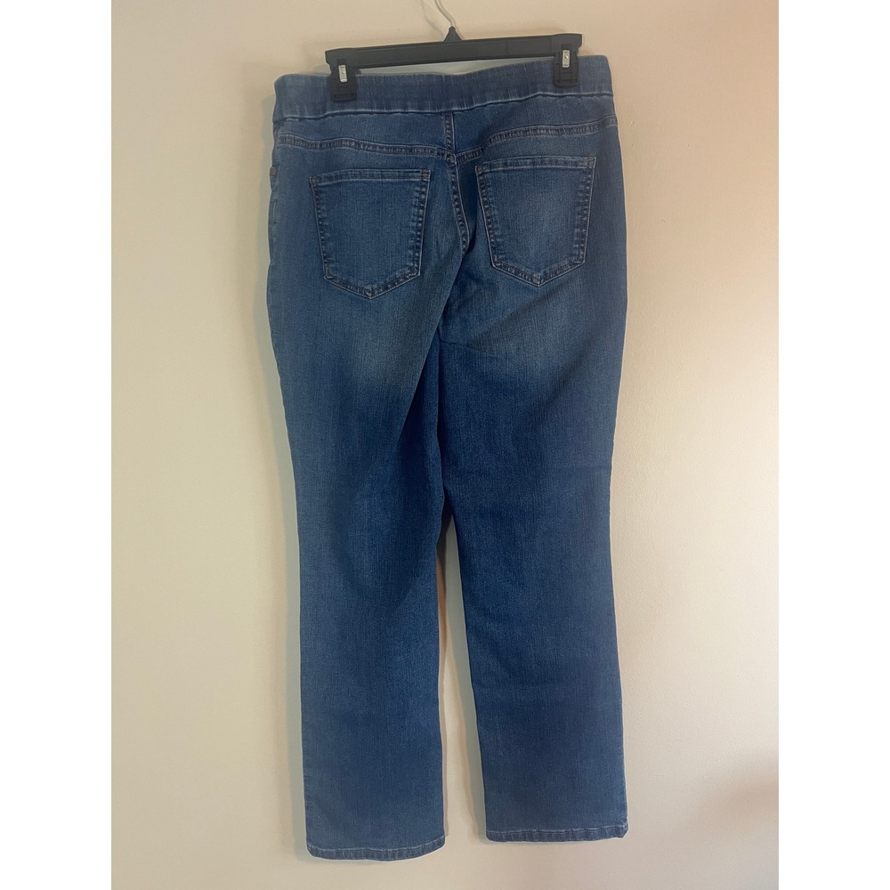 Kim Rogers Tummy Control Pull On Jeans Medium Wash Straight Leg Size 12 Average - Picture 3 of 7